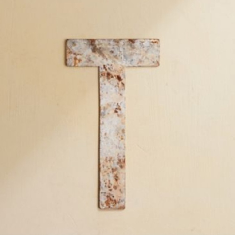 Anthro Anthropologie iron letter T rustic metal Anthro